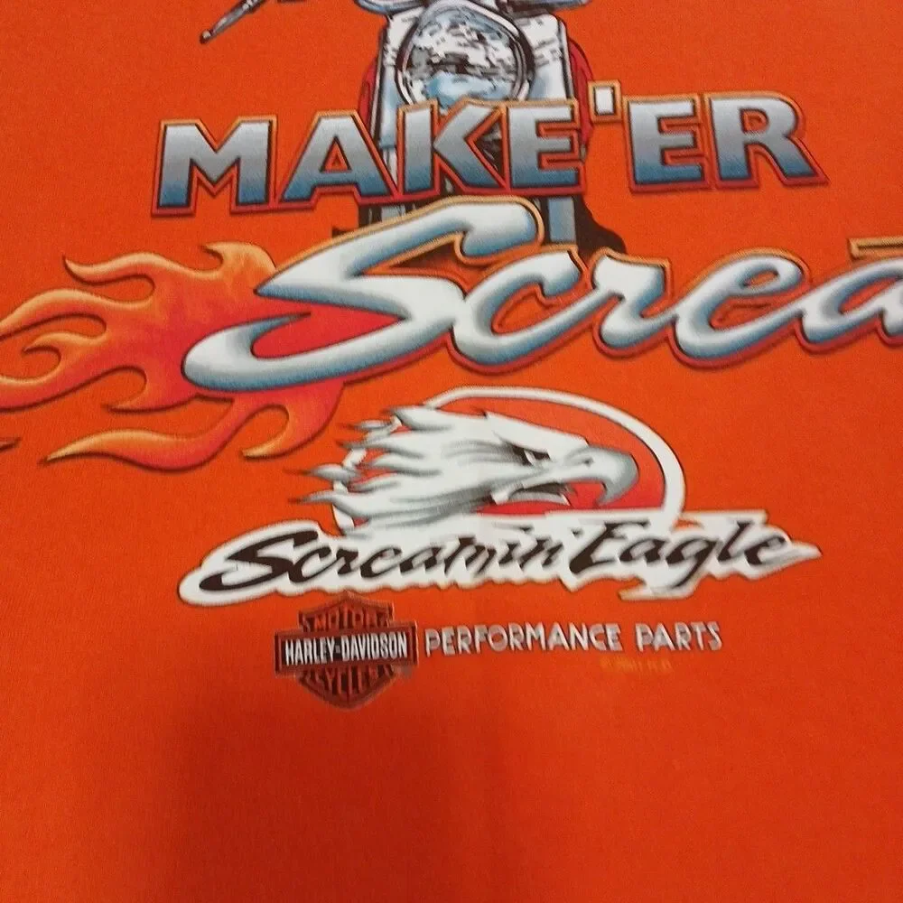Vintage Harley Davidson Maker'er Scream Screaming Eagle/ Mid-Oh Orange M Y2K S.S